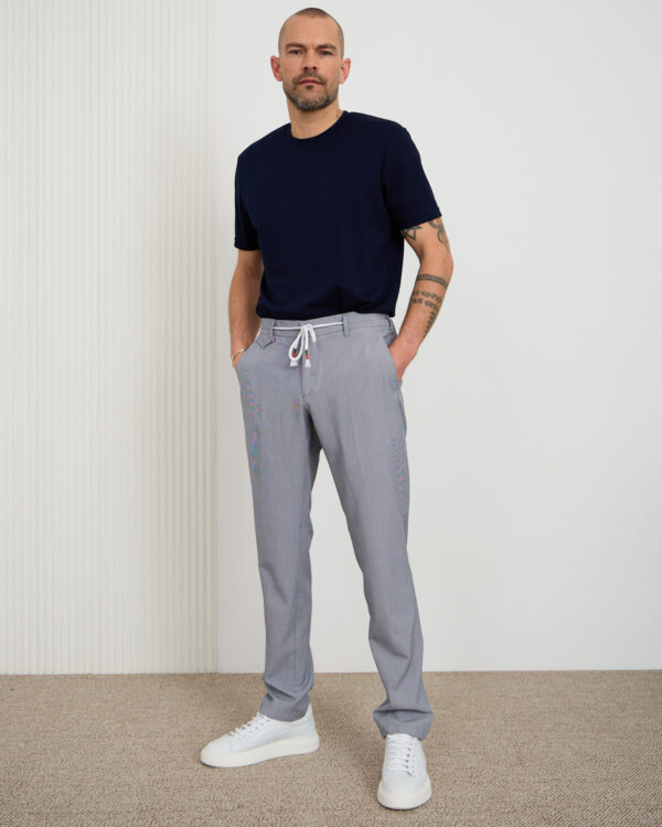 Blue Stretch Striped Trousers