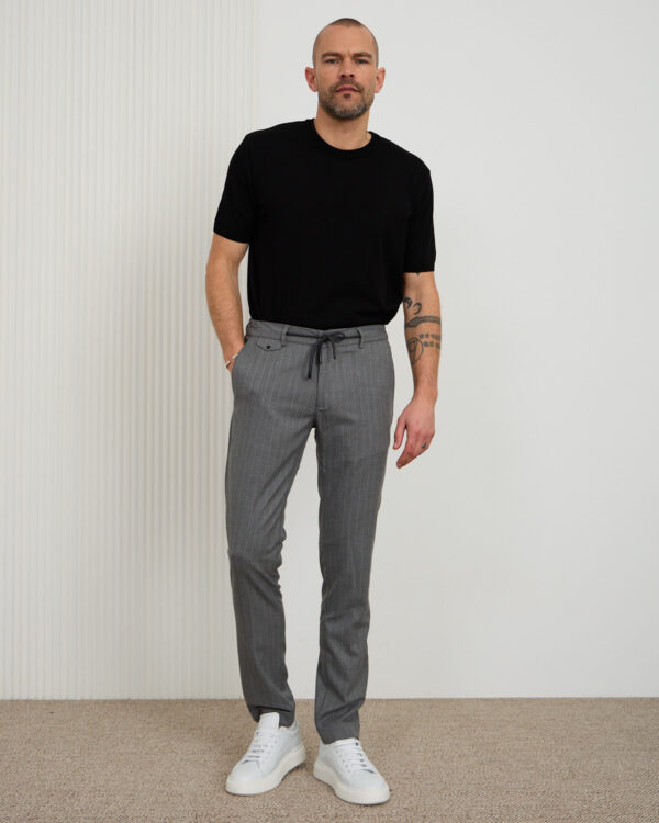 Charcoal Striped Wool Trousers