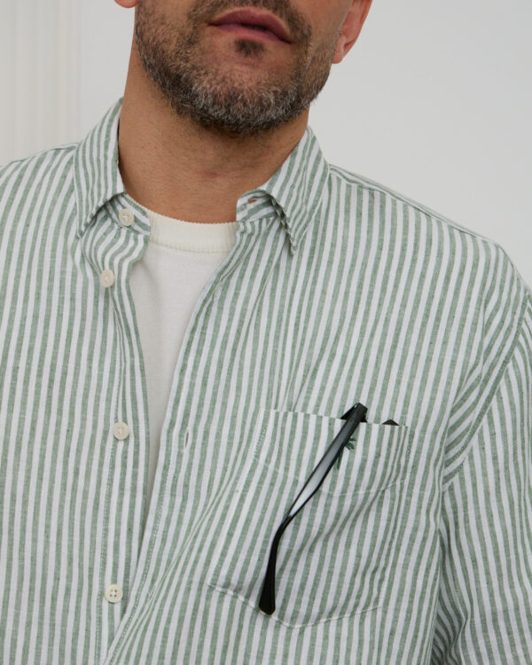 Green Striped Linen Shirt