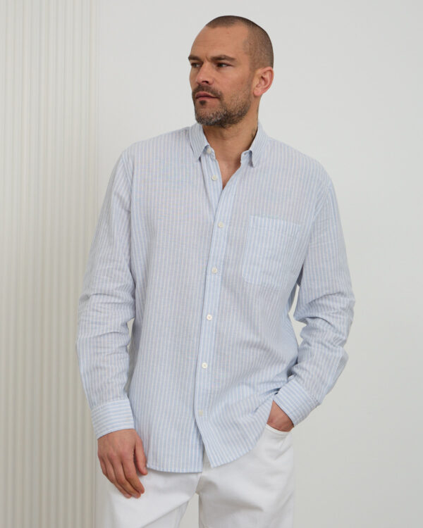 Blue Fresh Striped Linen Shirt