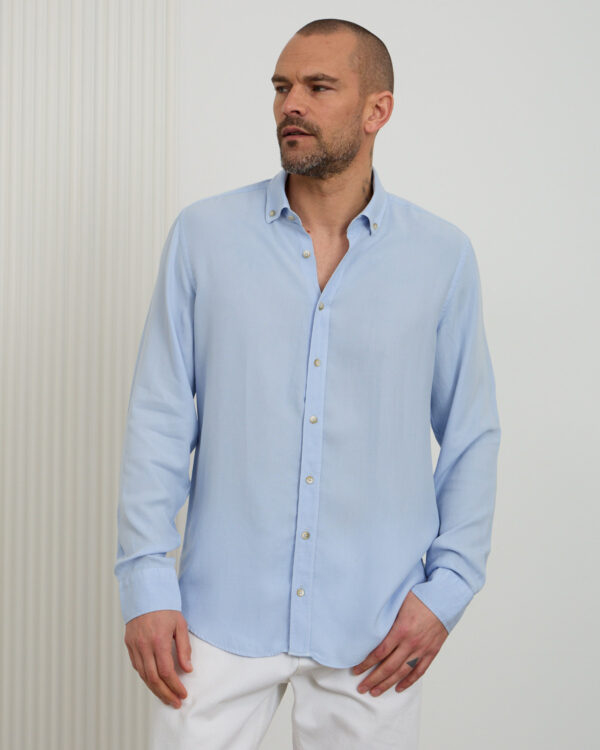 Blue Neat Tencel Shirt