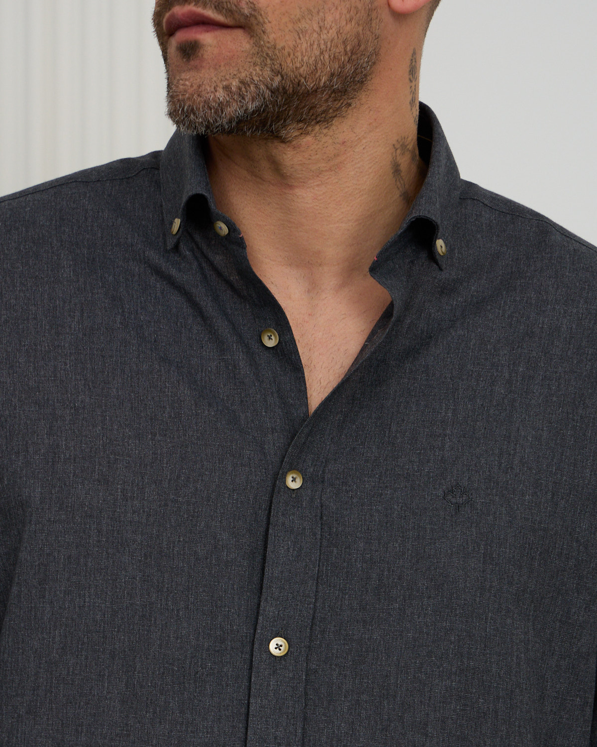 Charcoal Melange Cotton Shirt
