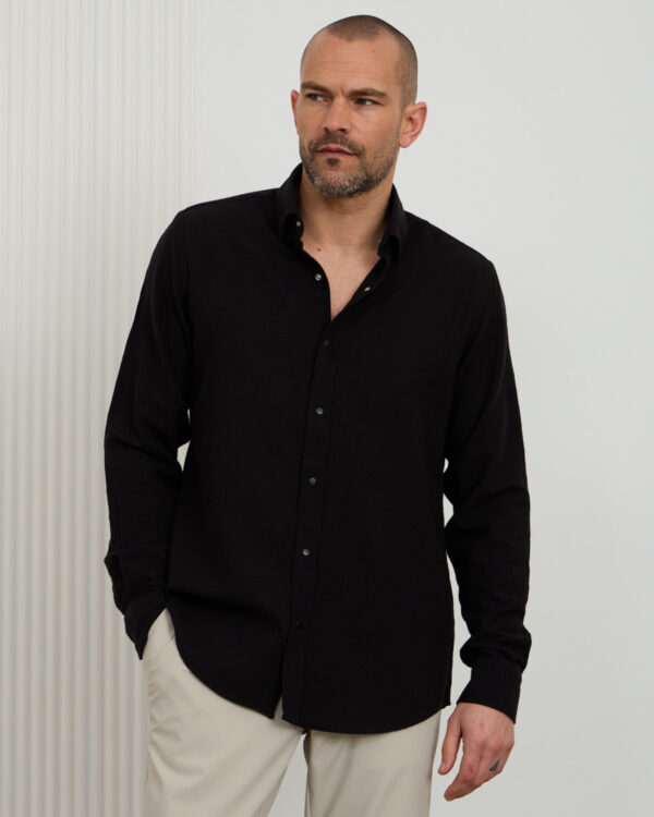 Black Daily Fit Linen Shirt