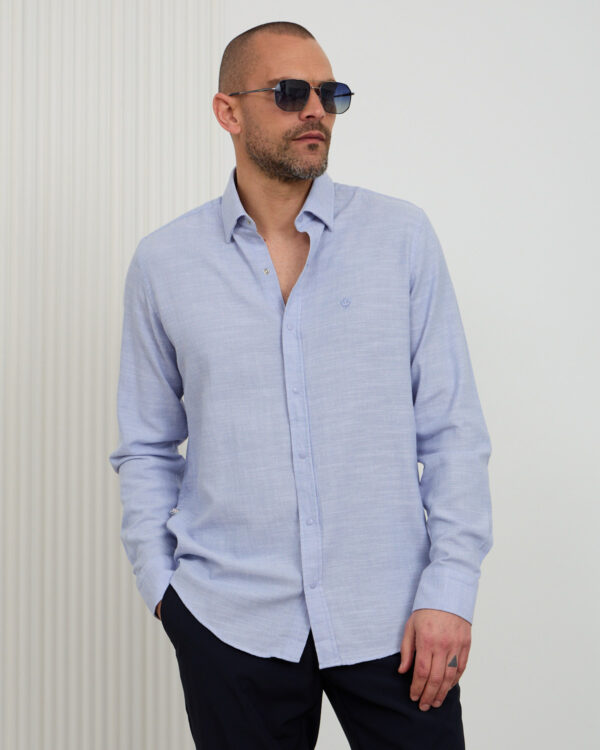 Blue Daily Fit Linen Shirt