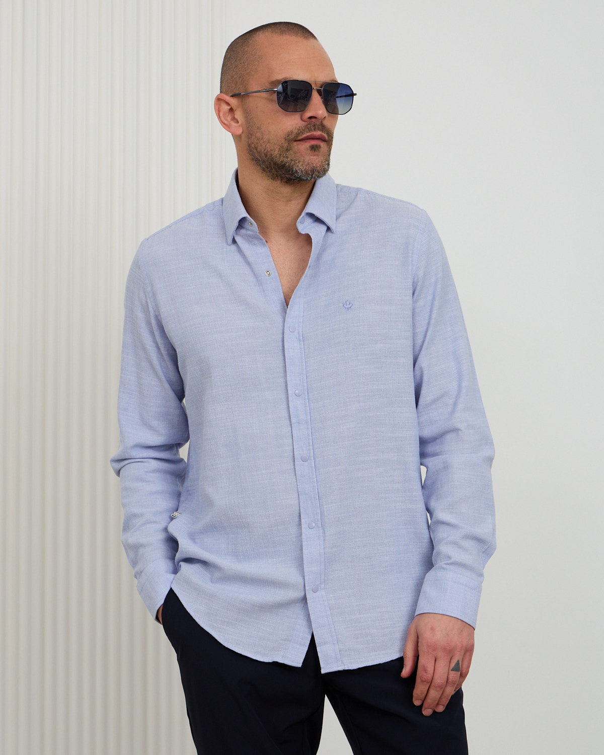 Blue Daily Fit Linen Shirt