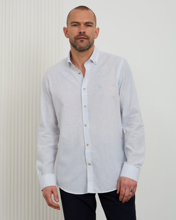 Blue Melange Cotton Shirt