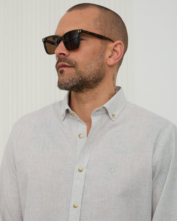 Grey Melange Cotton Shirt