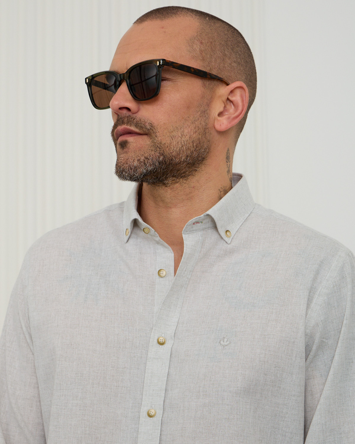 Grey Melange Cotton Shirt