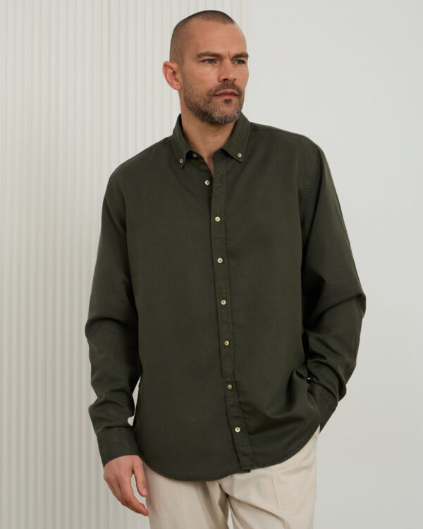 Olive Tencel Denim Shirt