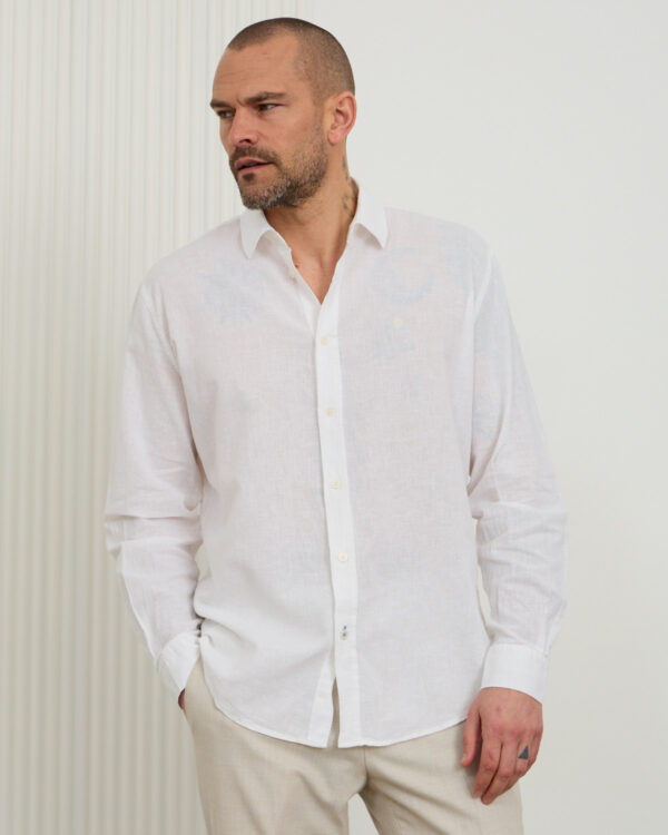 White Basic Linen Shirt