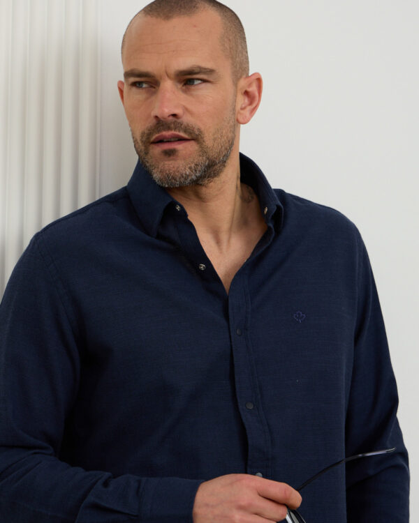 Navy Daily Fit Linen Shirt