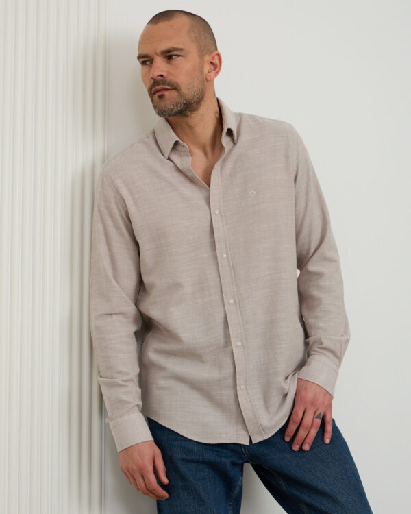 Beige Daily Fit Linen Shirt