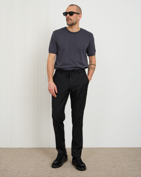 Black Sharp Textured Trousers