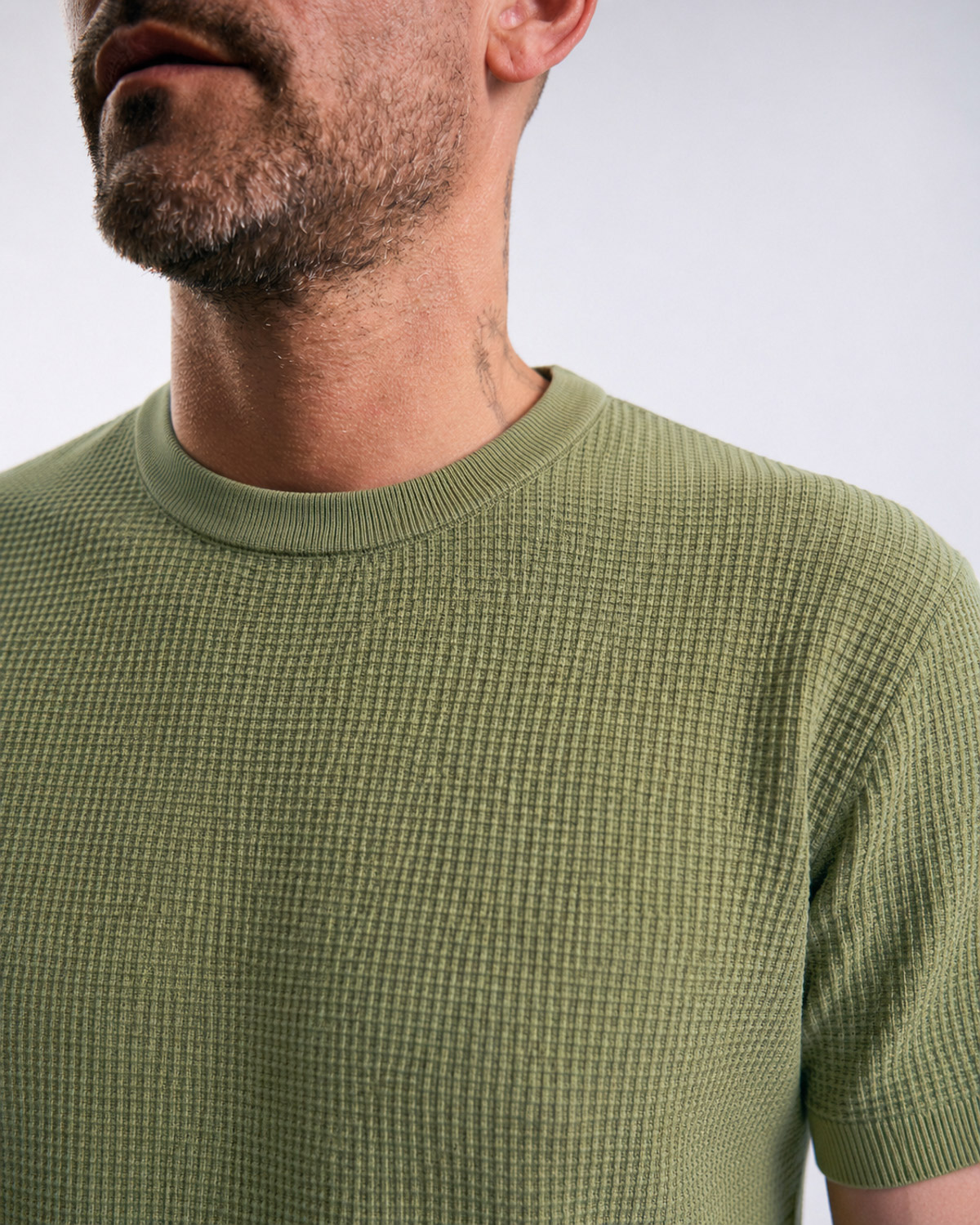 Green Textured Knitted T-shirt