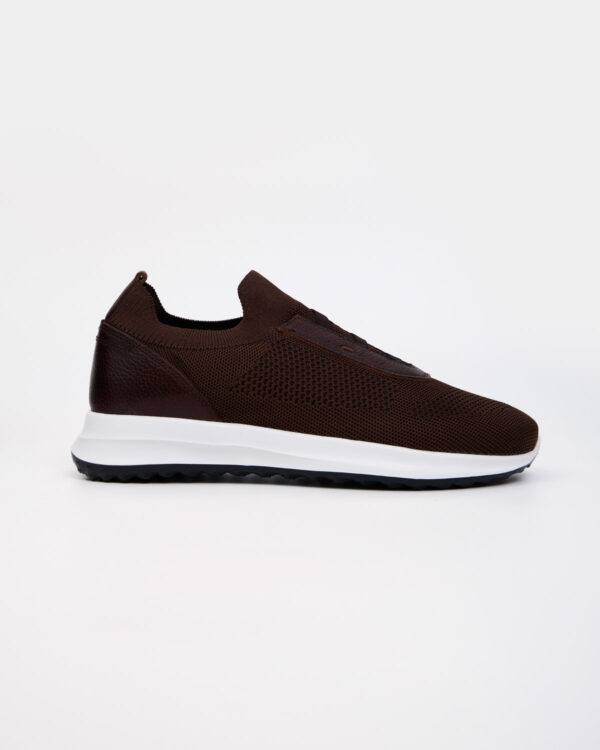 Brown Knitted Slip On Trainers