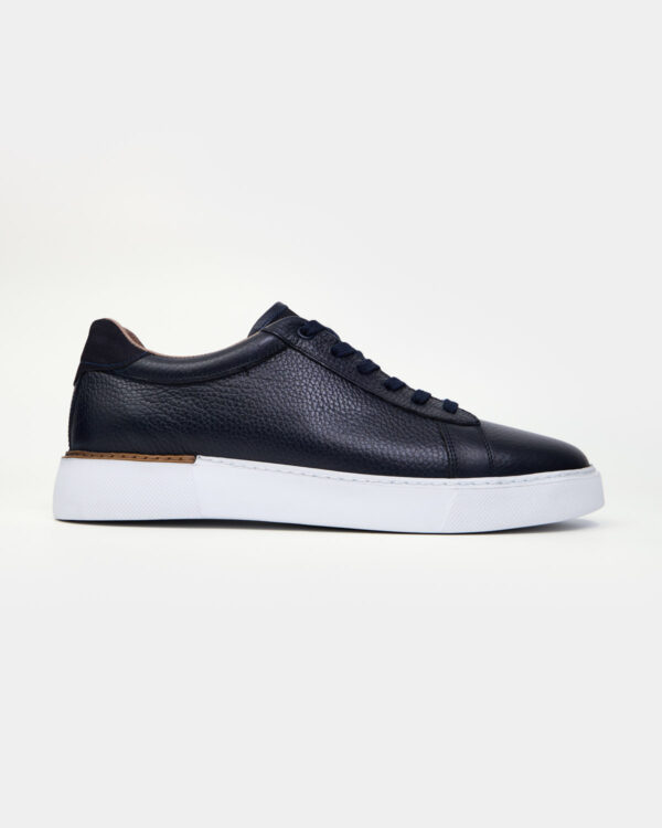 Navy Simple Leather Sneakers