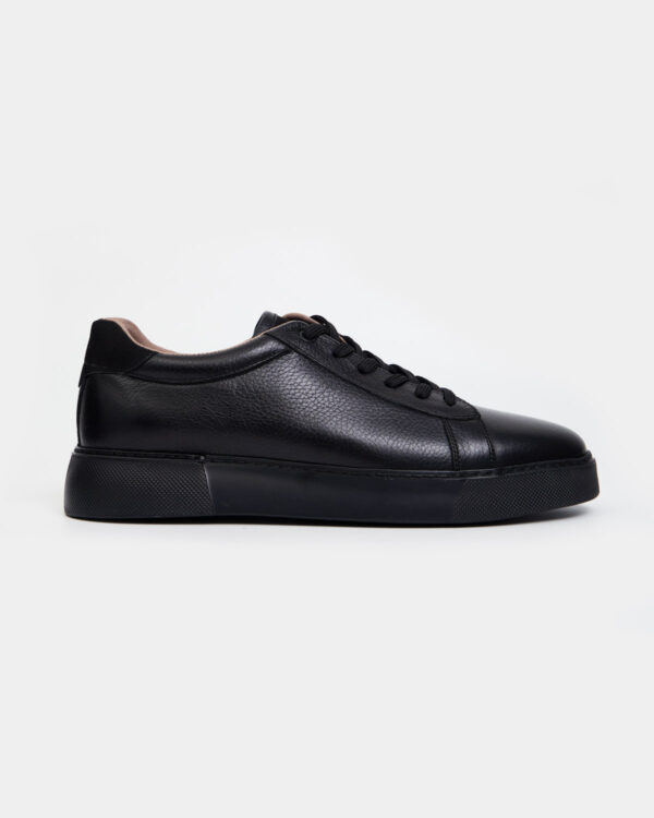 Black Simple Leather Sneakers
