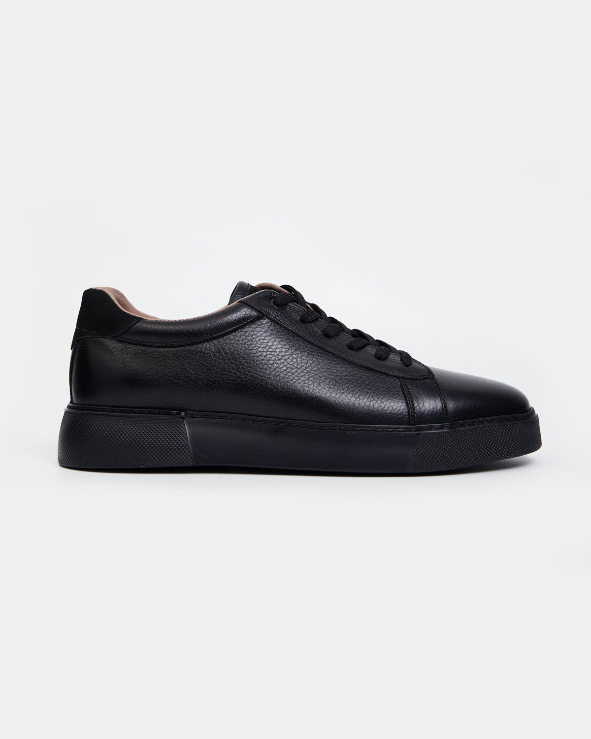 Black Simple Leather Sneakers