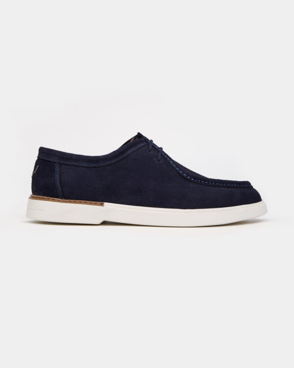 Navy Suede Lace Up Loafers