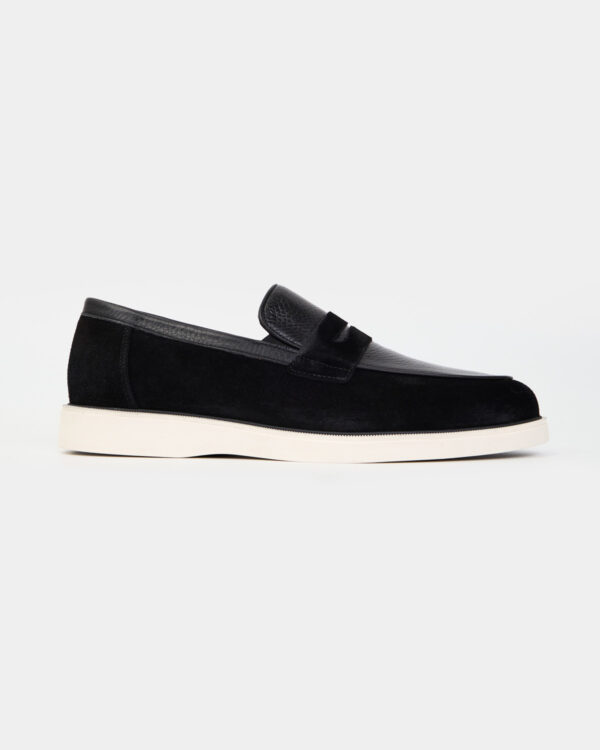 Black Suede Contrasting Loafers