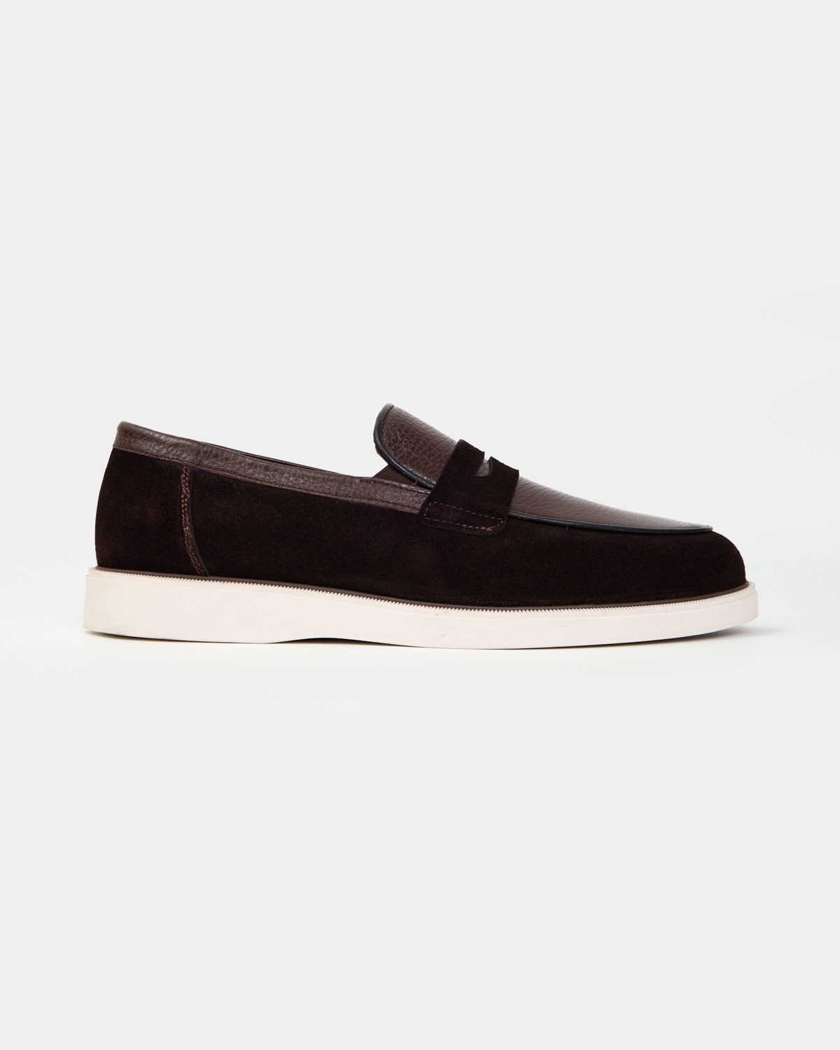 Brown Suede Contrasting Loafers