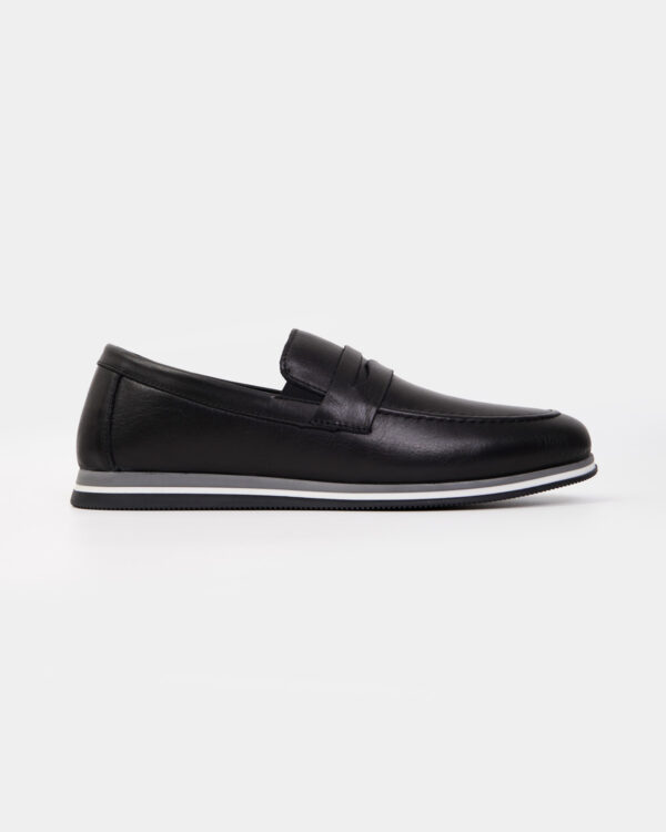 Black Refined Leather Loafers