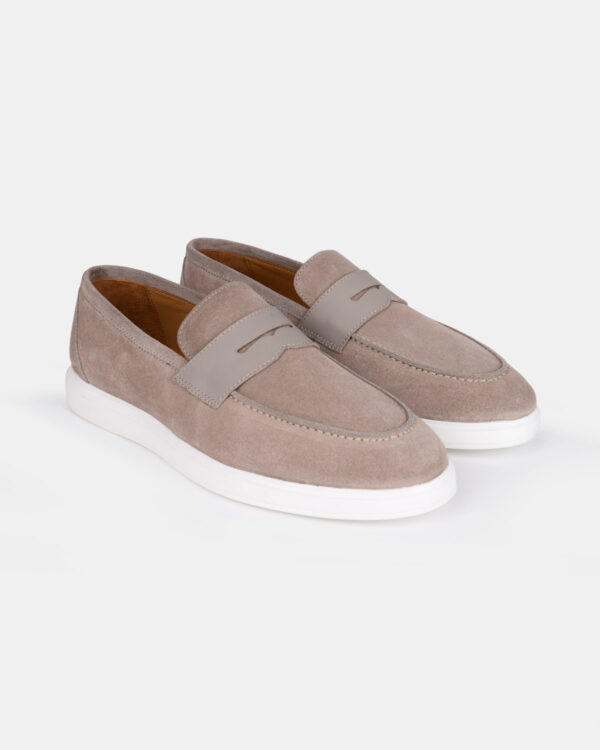 Beige Soft Suede Loafers