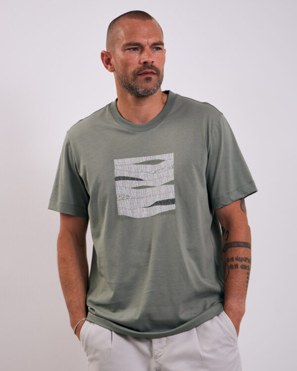 Green Lines Printed T-Shirt