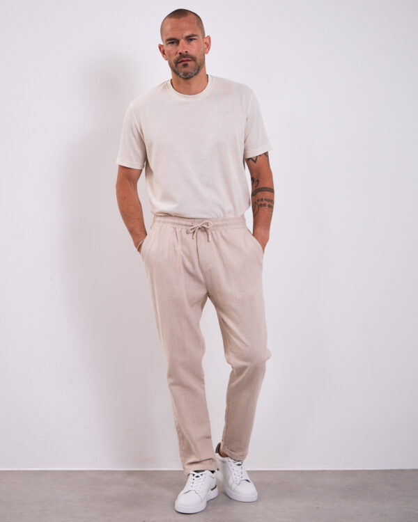 Beige Relaxed Linen Trousers