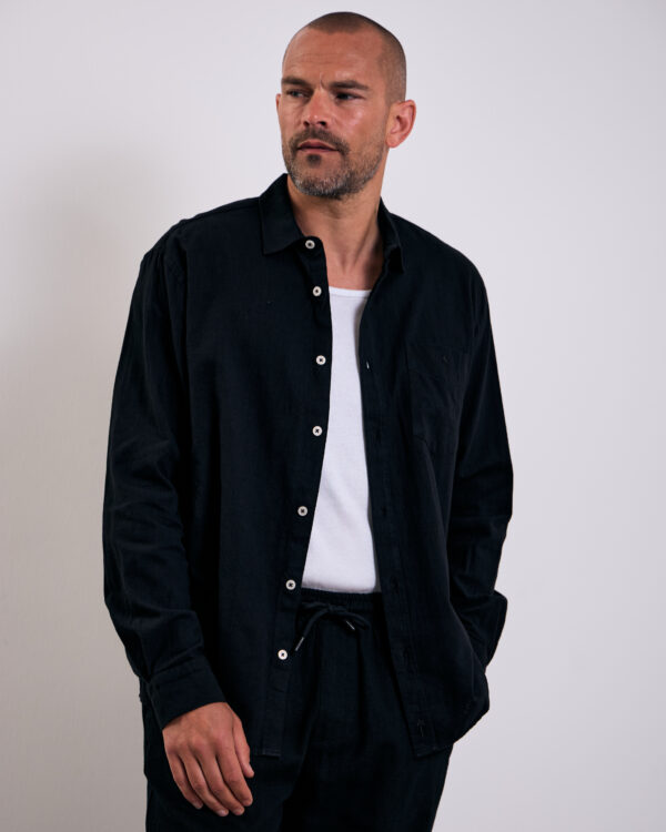 Black Vibrant Linen Shirt