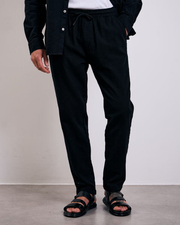 Black Relaxed Linen Trousers