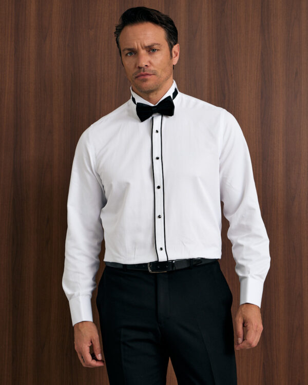 White Contrasting Line Ceremony Shirt