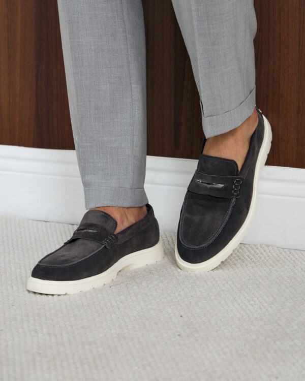 Grey Calm Suede Loafers