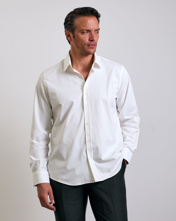 White Cotton Stretch Formal Shirt