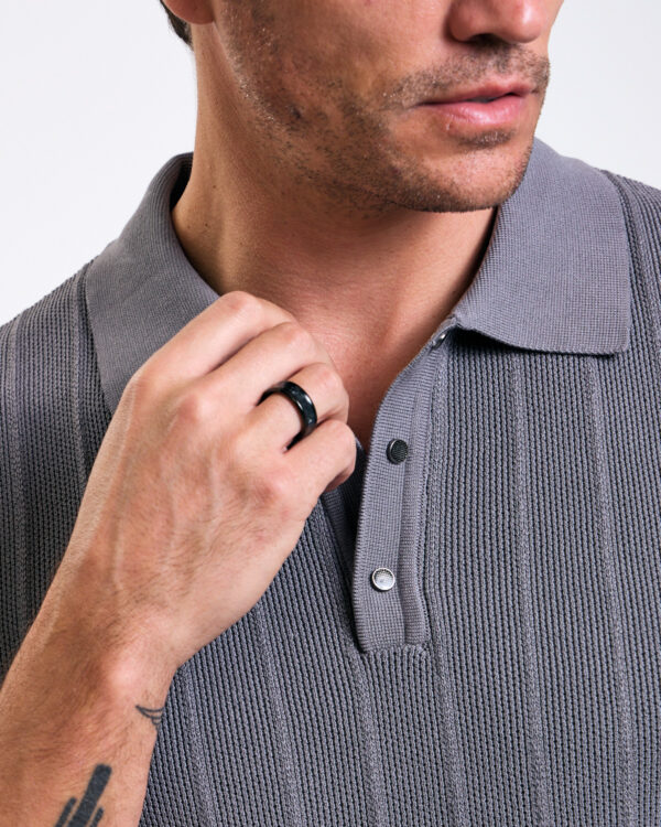 Grey Polished Knitted Polo