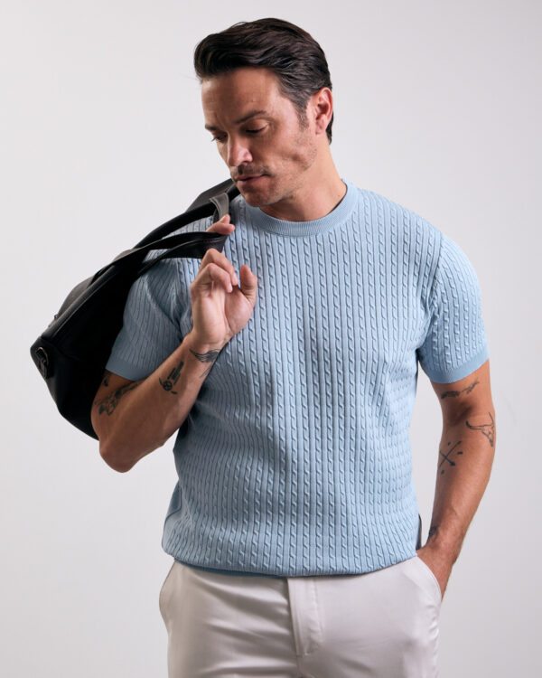 Blue Braided Structured T-shirt