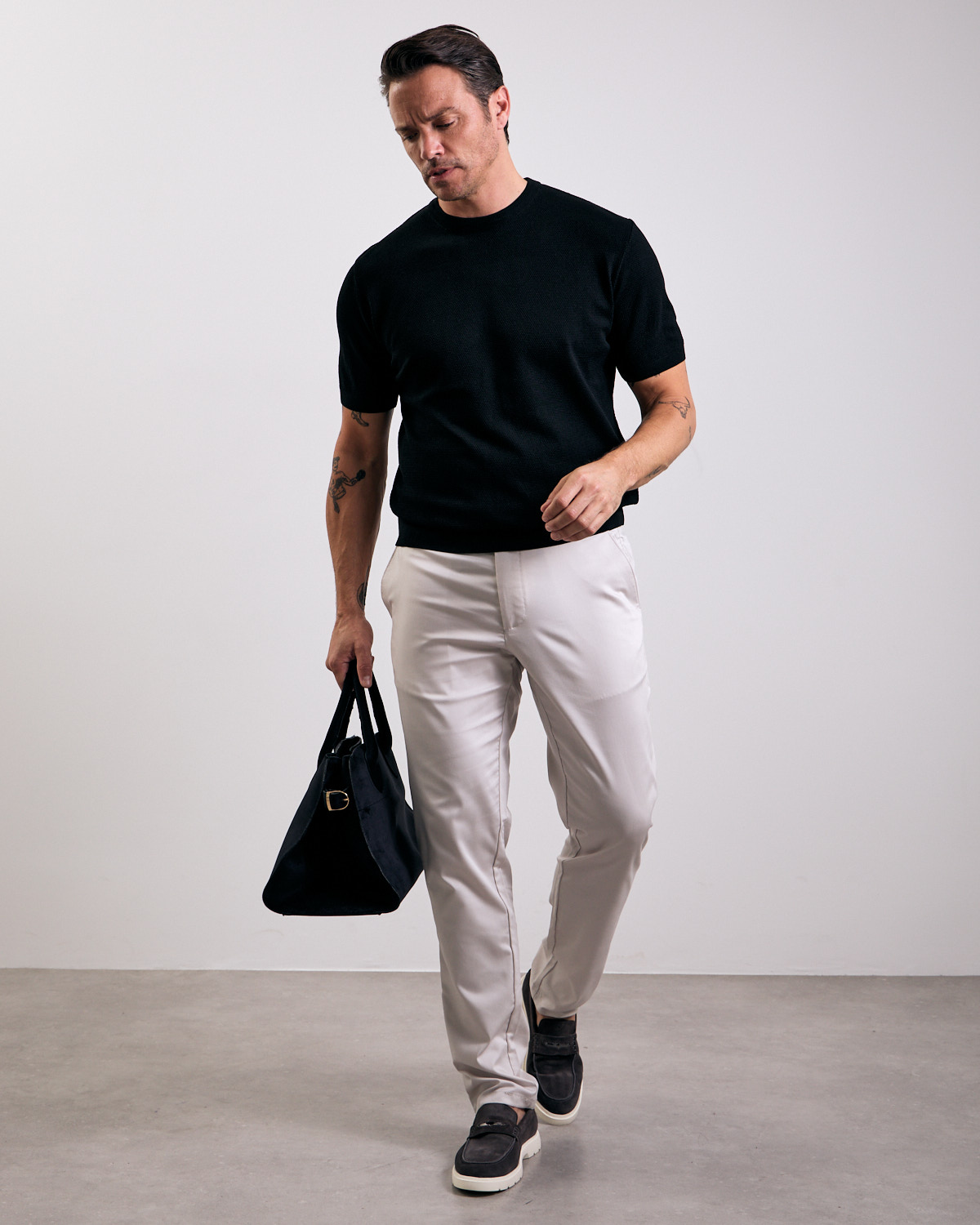 Black Structured Basic T-shirt