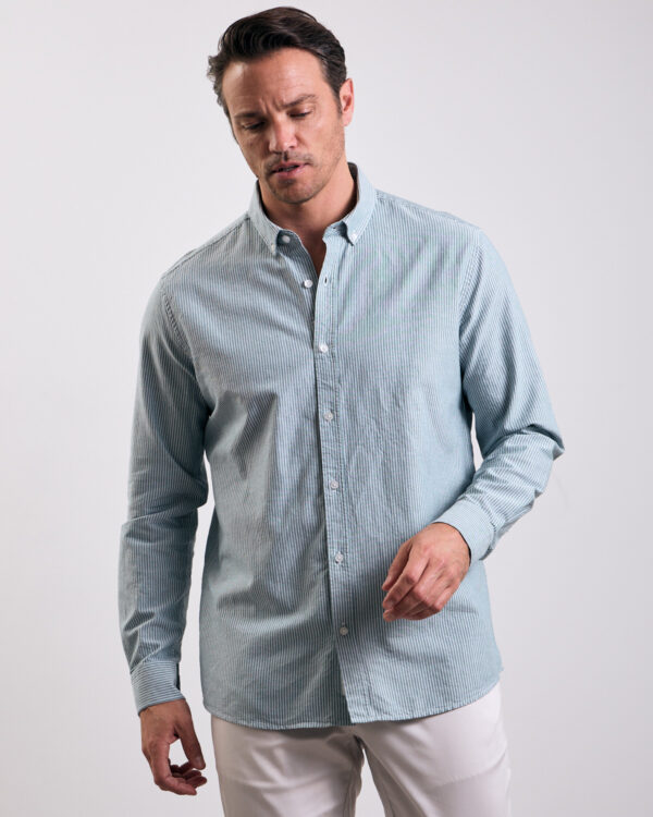 Green Light Striped Oxford Shirt