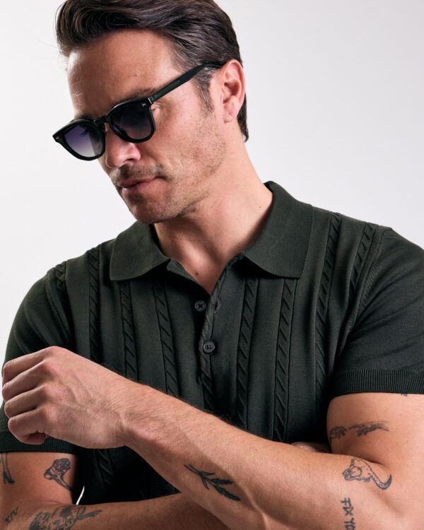 Olive Braided Knitted Polo