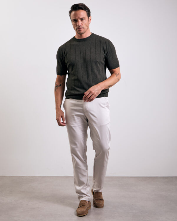 Olive Lined Knitted T-shirt