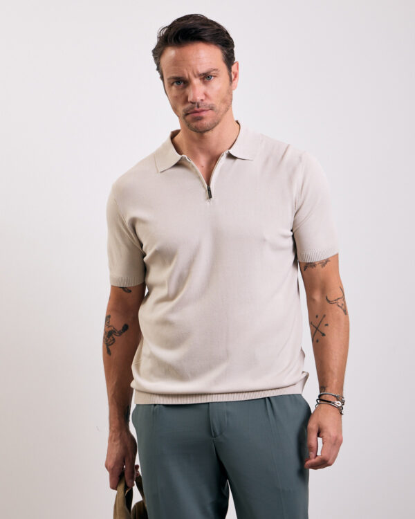 Beige Casual Rayon Polo