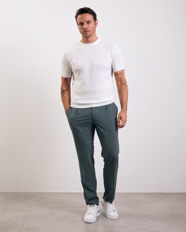 White Lined Knitted T-shirt