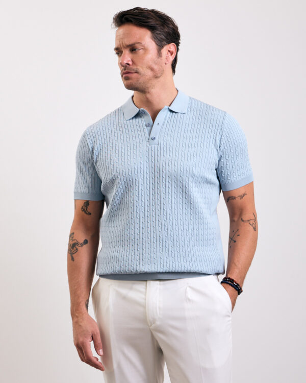 Blue Fit Braided Polo