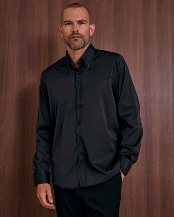Black Elegant Stretch Formal Shirt