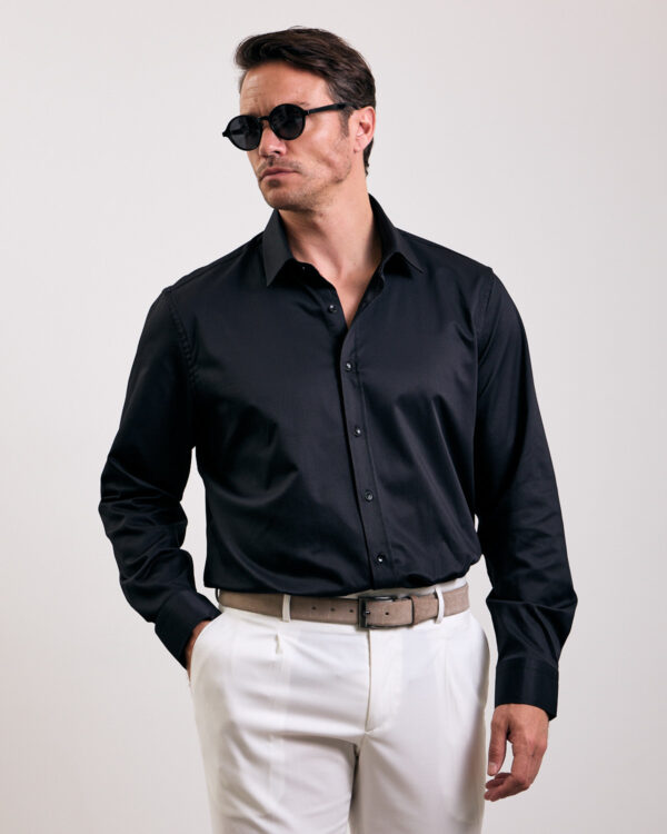 Black Structured Formal Stretch Shirt