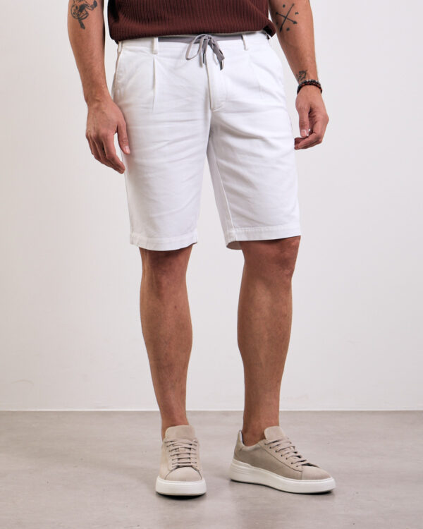 White Pleated Chino Shorts