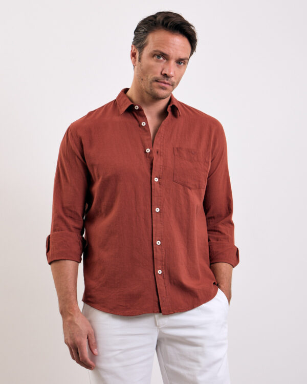 Brick Vibrant Linen Shirt