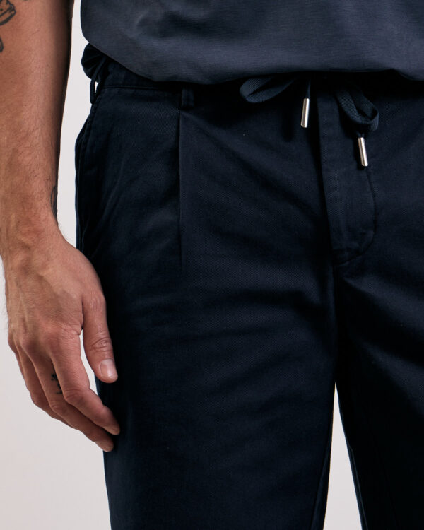 Navy Pleated Chino Shorts