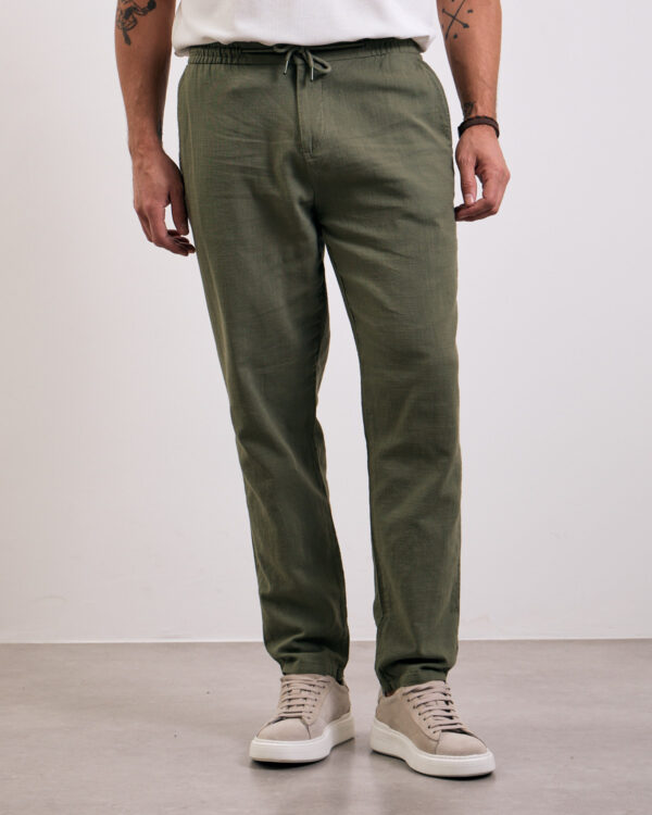 Olive Relaxed Linen Trousers