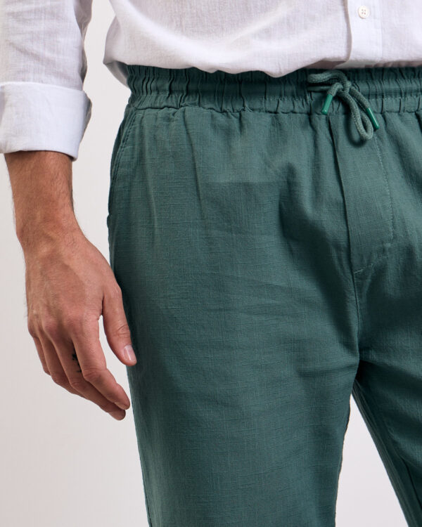 Green Relaxed Linen Trousers